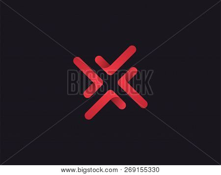 Letter X Logo Design Concept Negative Space Style. Abstract Sign Constructed From Round Check Marks.