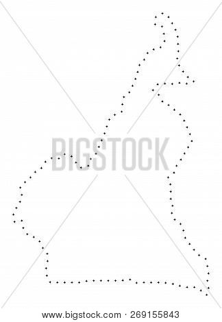 Vector Stroke Dotted Cameroon Map In Black Color, Small Border Points Have Diamond Shape. Trace The 