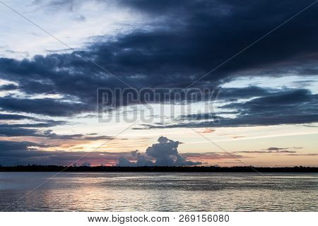 St Laurent Du Maroni, French Guiana. Maroni Marowijne River Between Suriname And French Guiana.