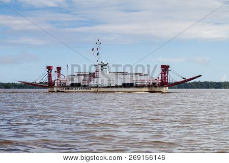 St Laurent Du Maroni, French Guiana - August 4, 2015: Ferry La Grabrielle Crossing Maroni Marowijne 