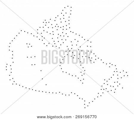 Vector Stroke Dotted Canada Map In Black Color, Small Border Points Have Diamond Shape. Connect The 