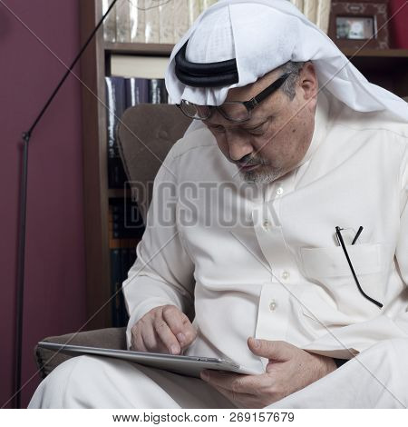 Portrait Of Washington Posts Saudi Journalist Jamal Khashoggi At His Home In Jeddah, Saudi Arabia - 