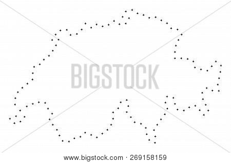 Vector Stroke Dotted Switzerland Map In Black Color, Small Border Points Have Diamond Shape. Connect