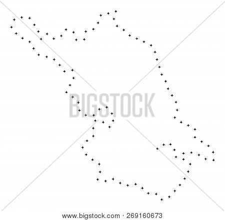 Vector Stroke Dot Jiangsu Province Map In Black Color, Small Border Points Have Diamond Shape. Trace