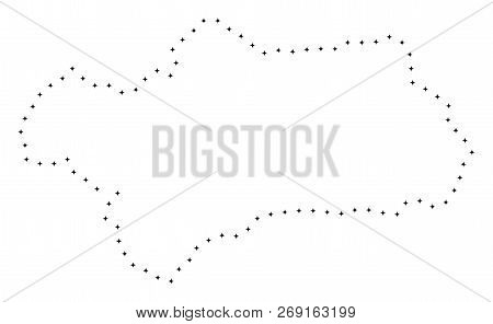 Vector Stroke Dotted Andalusia Province Map In Black Color, Small Border Points Have Diamond Shape. 
