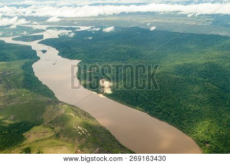Aerial View Of River Caroni In Venezuela