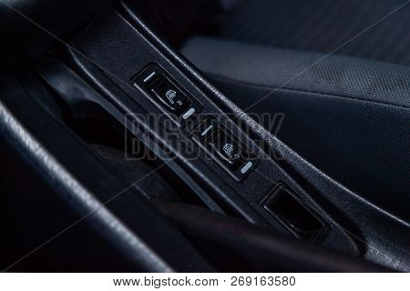 Novosibirsk, Russia - November 16, 2018: Nissan Almera,  Close-up Of The Side Door Buttons. Photogra