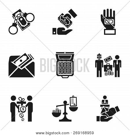 Blood Bribery Money Icon Set. Simple Set Of 9 Blood Bribery Money Vector Icons For Web Design Isolat