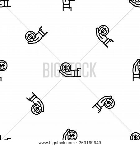 Coin In Hand Pattern Seamless Vector Repeat For Any Web Design