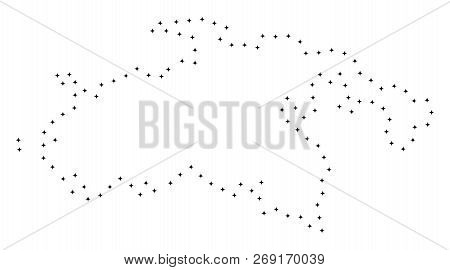 Vector Stroke Dotted Saint John Island Map In Black Color, Small Border Points Have Diamond Shape. C