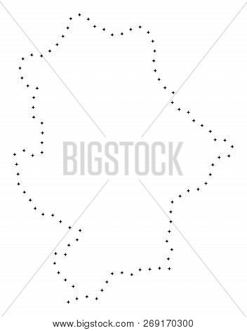 Vector Stroke Dot Donetsk Republic Map In Black Color, Small Border Points Have Diamond Shape. Track