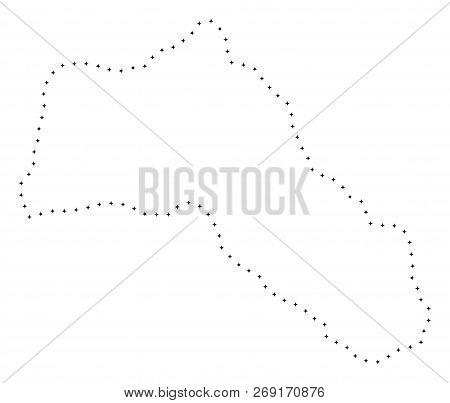 Vector Stroke Dotted Kurdistan Map In Black Color, Small Border Points Have Diamond Shape. Follow Th