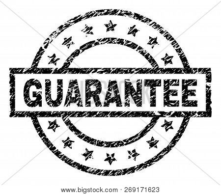 Guarantee Stamp Seal Watermark With Distress Style. Designed With Rectangle, Circles And Stars. Blac