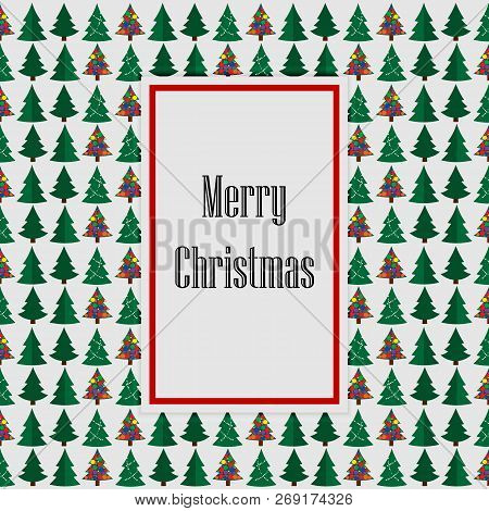 Merry Christmas Green Withe Card Tree Background. Vector Illustration