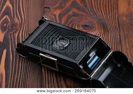 Moscow, Russia, April 18, 2017. The Old German Medium-format Scaling Camera Voigtlander Bessa, Relea