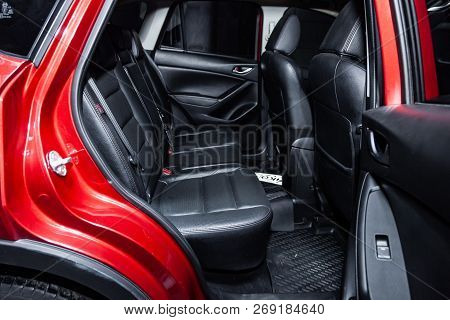 Novosibirsk, Russia - November 16, 2018:  Mazda Cx-5,  Close-up Of The Rear Seats. Photography Of A 
