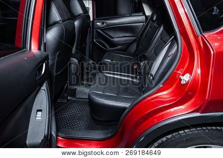 Novosibirsk, Russia - November 16, 2018:  Mazda Cx-5,  Close-up Of The Rear Seats. Photography Of A 