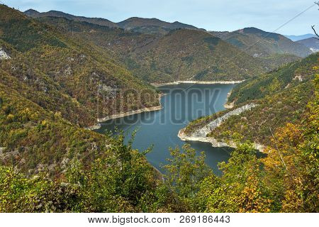 Amazing Autumn Landscape Of Tsankov Kamak Reservoir, Smolyan Region, Bulgaria