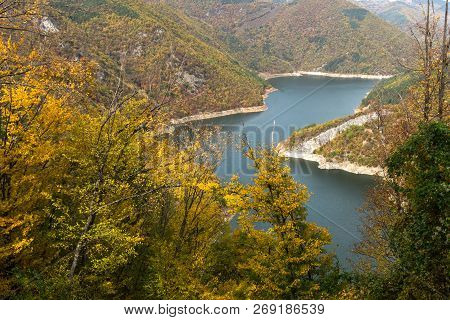 Amazing Autumn Landscape Of Tsankov Kamak Reservoir, Smolyan Region, Bulgaria