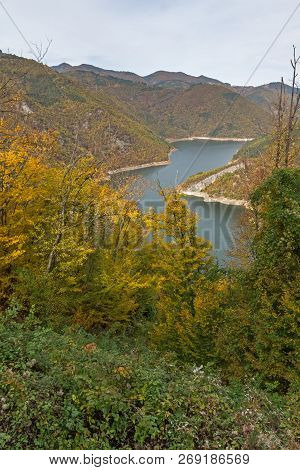 Amazing Autumn Landscape Of Tsankov Kamak Reservoir, Smolyan Region, Bulgaria