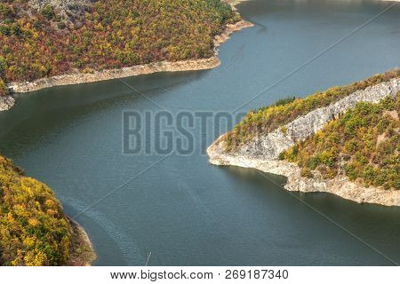 Amazing Autumn Landscape Of Tsankov Kamak Reservoir, Smolyan Region, Bulgaria