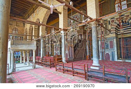 Cairo, Egypt - December 21, 2017:  Sultan Al-muayyad Mosque Is The Pearl Of Islamic Cairo District W