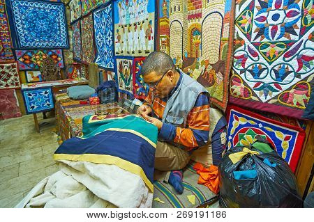 Cairo, Egypt - December 21, 2017:  Visit The Workshop-stores In Tentmakers Alley (sharia Khayamiya) 