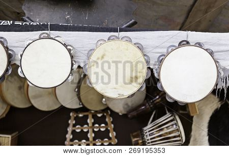 Timbrel Craft, Detail Of An Old Handmade Instrument, Early Music