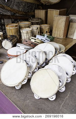 Timbrel Craft, Detail Of An Old Handmade Instrument, Early Music