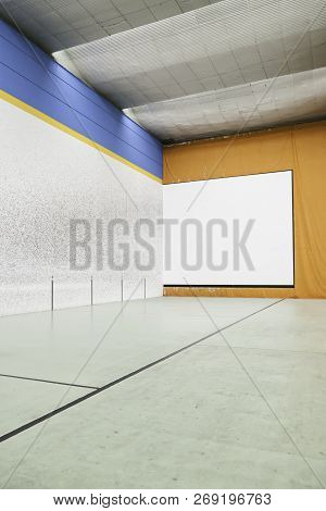Fronton Spanish Interior, Detail Of Typical Spanish Sport, Tennis To Play