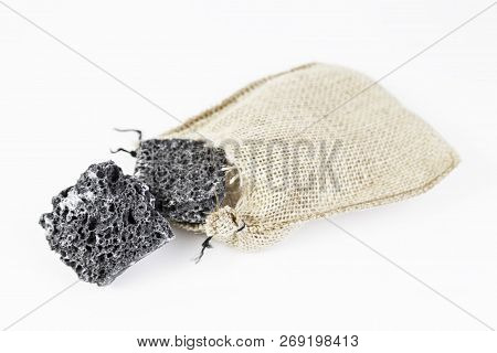 Coal Sweet Sugar With Sack, Detail Of A Typical Spanish Dessert On Christmas Celebration And Traditi