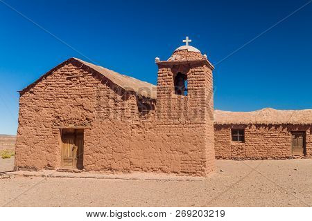 Adobe Church In Cerrillos Village On Bolivian Altiplano