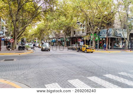 Mendoza, Argentina - March 30, 2015: Traffic On The Street In Mendoza Argentina