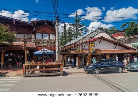 Villa General Belgrano, Argentina - Apr 3, 2015: Restaurants In Villa General Belgrano, Argentina. V