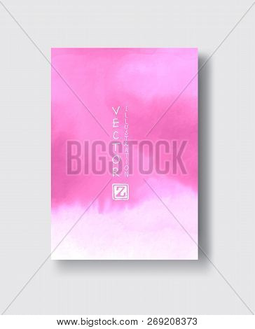 Elegant Brochure Template Design With Pink Ink Brush Elements. Abstract Decoration. Vector Illustrat