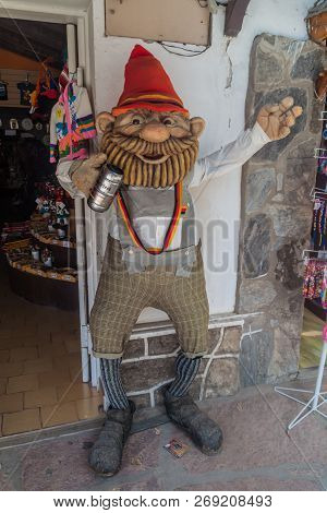 Villa General Belgrano, Argentina - Apr 3, 2015: Figurine At The Restaurant Entrance In Villa Genera
