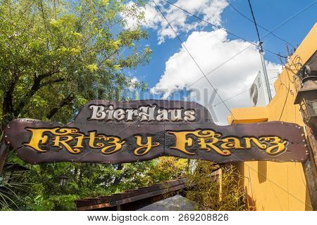 Villa General Belgrano, Argentina - Apr 3, 2015: Sign Of A Beer Pub In Villa General Belgrano, Argen