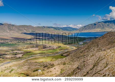 Aerial View Of Dique La Angostura Reservoir Near Tafi Del Valle, Argentina