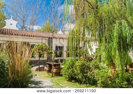 Cafayate, Argentina - Aug 6, 2015: Garden Of Winery Bodega Nanni In Cafayate