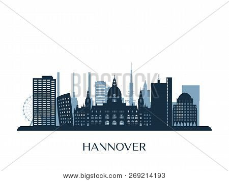 Hannover Skyline, Monochrome Silhouette. Design Vector Illustration.