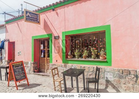Humahuaca, Argentina - April 12, 2015: Traditional Restaurant Pachamanka In Humahuaca Village Argent