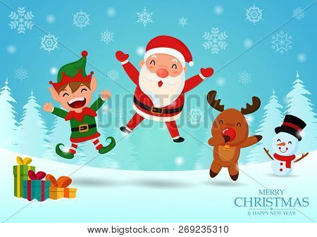 Merry Christmas And Happy New Year. Cute Christmas Character.