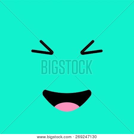 Laughing Funny Emotion Emoji Face. Smile Face On Color Background. Simple Emoticons Pictograms. Vect