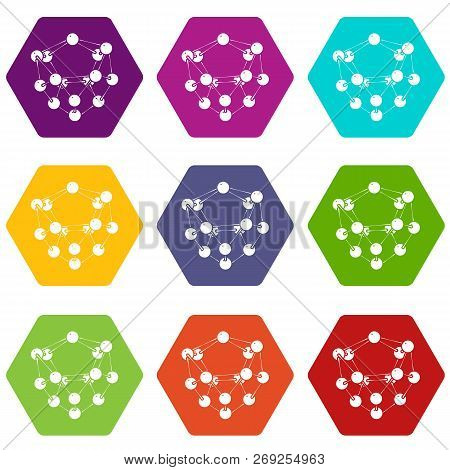 Glucose Icons 9 Set Coloful Isolated On White For Web