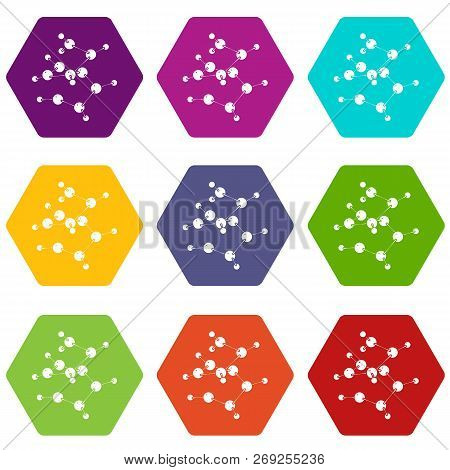 Valine Icons 9 Set Coloful Isolated On White For Web