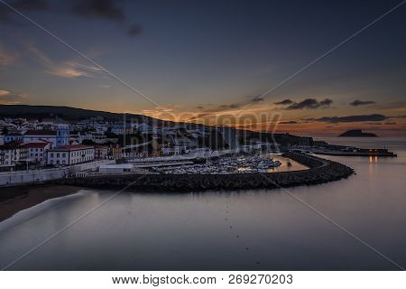 Aerial View Of The City Of Angra Do Heroismo, Azores Portugal