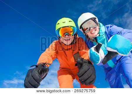 A Couple On Mountain Vacation. Dolomiti Superski, Itlay