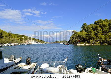 Antipaxos Harbour, Greece - October 01, 2017 : Antipaxos A Small Island South Of Corfu A Greek Islan