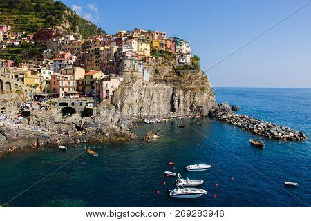 Wonderful View From Manarola During Summer, Liguria, Italy