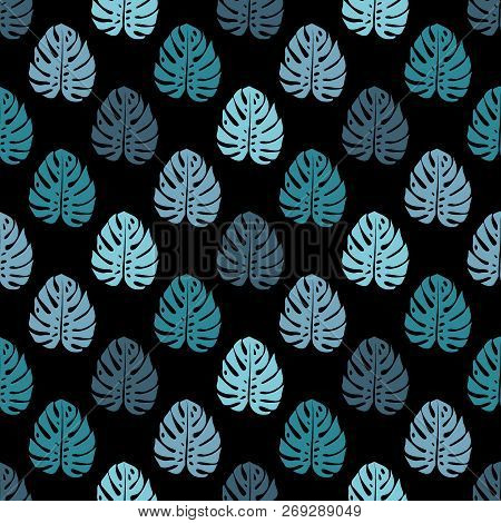 Pattern With Monstera Palm Leaves On White Background. Seamless Summer Monstera Tropical Fabric Desi